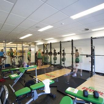 A photo of gym equipment onsite at the Gold Netball Centre in Jolimont, Perth