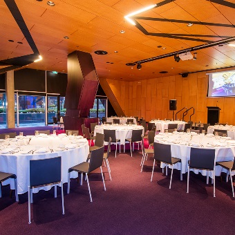 A photo of a set up function room at RAC Arena in Perth